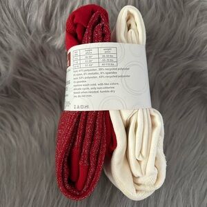 Wonder Nation Footless Fleece Lined Tights Girls Size Medium 2 Pack‎ Red & White